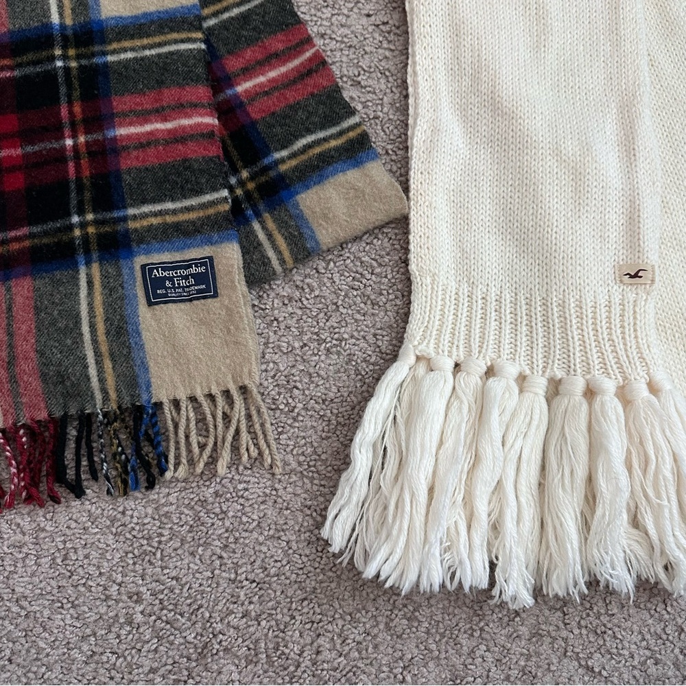 Set Of 2 Scarfs Abercrombie & Fitch Wool Blend Pl… - image 7